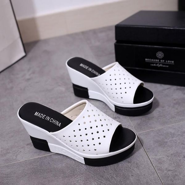 slippers spring/summer women's wedges shoes for women zapatos de mujer fashion solid color hollow open toe, Black
slippers spring/summer women's wedges shoes for women zapatos de mujer fashion solid color hollow open toe, Black