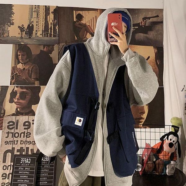 men's jackets e-baihui for men cargo vest pretend two pieces casual loose hooded cardigan coat hip hop fashion windbreaker streetwear, Black;brown
men's jackets e-baihui for men cargo vest pretend two pieces casual loose hooded cardigan coat hip hop fashion windbreaker streetwear, Black;brown