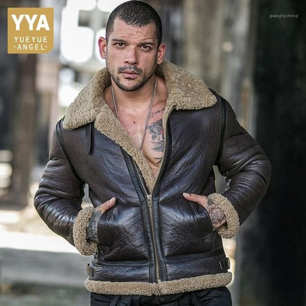 men's leather & faux winter reversible wear real fur short coat men luxury lapel genuine sheepskin biker jacket casual warm outwear plu, Black
men's leather & faux winter reversible wear real fur short coat men luxury lapel genuine sheepskin biker jacket casual warm outwear plu, Black