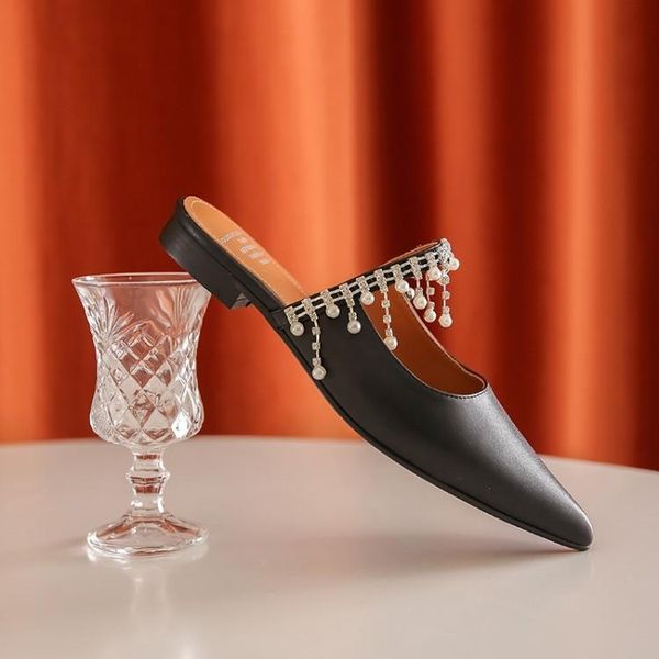 slippers mljuese 2021 women soft cow leather rome style summer string bead pointed toe silver color sandals party size 40, Black
slippers mljuese 2021 women soft cow leather rome style summer string bead pointed toe silver color sandals party size 40, Black