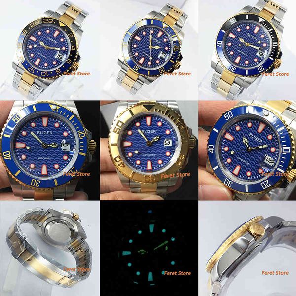 bliger 40mm new luxury blue dial sapphire glass automatic miyota movement mental band rvs gold case men's watch, Slivery;brown
bliger 40mm new luxury blue dial sapphire glass automatic miyota movement mental band rvs gold case men's watch, Slivery;brown