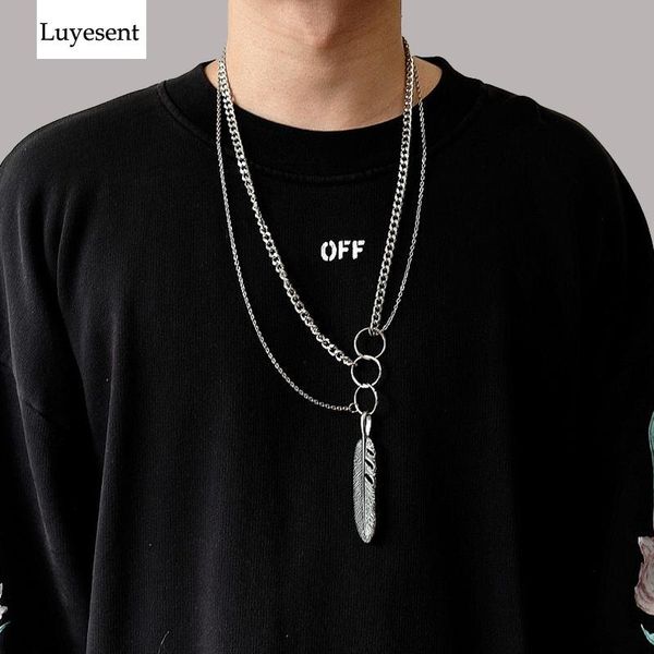 pendant necklaces punk metal hollow out feather cool multi-layer man women hip hop circle necklace gothic 2021 rock accessories, Silver
pendant necklaces punk metal hollow out feather cool multi-layer man women hip hop circle necklace gothic 2021 rock accessories, Silver