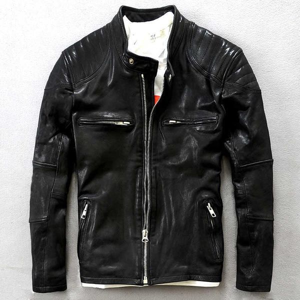 men's leather & faux fashion genuine jacket slim fit sheep skin motorcycle youth male autumn winter coat, Black
men's leather & faux fashion genuine jacket slim fit sheep skin motorcycle youth male autumn winter coat, Black