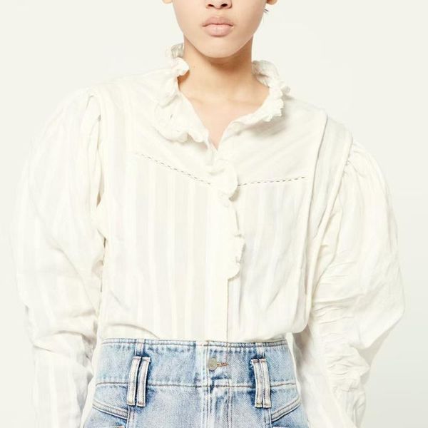women's blouses & shirts women frill trim collar pleated blouse autumn 2021 long sleeve ladies 100% cotton vintage shirt and, White
women's blouses & shirts women frill trim collar pleated blouse autumn 2021 long sleeve ladies 100% cotton vintage shirt and, White