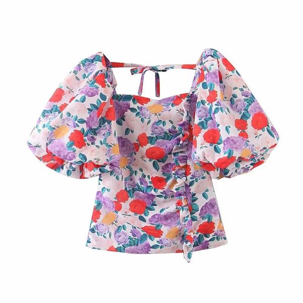 women's blouses & shirts cross-border ins french bubble sleeve side collared printed shirt feminine short-sleeved top, White
women's blouses & shirts cross-border ins french bubble sleeve side collared printed shirt feminine short-sleeved top, White