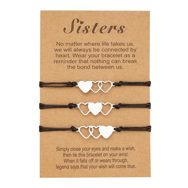 charm bracelets 3pcs sister friendship bracelet unique heart charms stainless steel friends fashion jewelry adjustable rope chain, Golden;silver
charm bracelets 3pcs sister friendship bracelet unique heart charms stainless steel friends fashion jewelry adjustable rope chain, Golden;silver