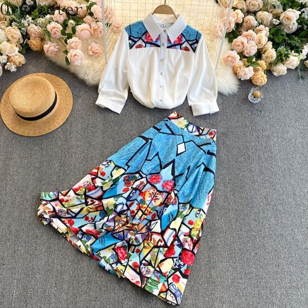 runway design print 2 piece women tracksuits sets spring fashion temperament lapel shirt female high waist slim pop skirt set, Gray
runway design print 2 piece women tracksuits sets spring fashion temperament lapel shirt female high waist slim pop skirt set, Gray