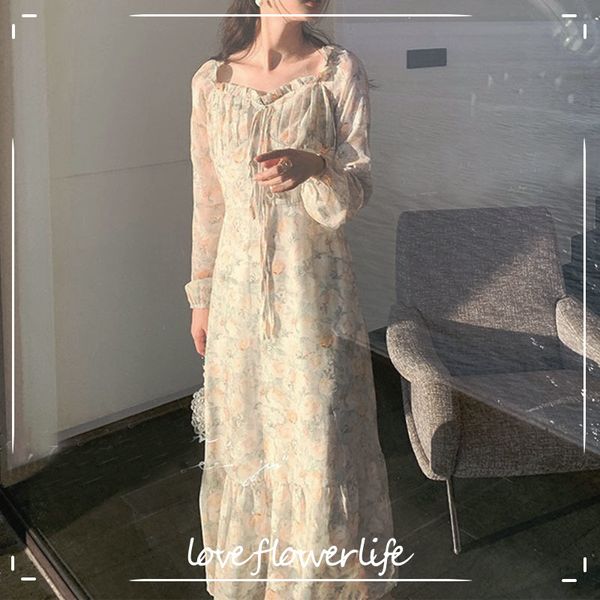 summer square collar elegant party dress women long sleeve casual floral midi dress female beach dress korean 210521, Black;gray
summer square collar elegant party dress women long sleeve casual floral midi dress female beach dress korean 210521, Black;gray