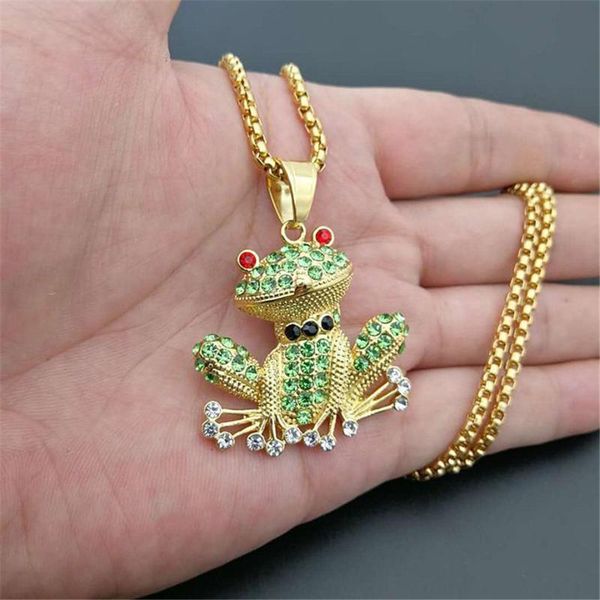 pendant necklaces iced out zircon frog animal necklace jewelry gold color stainless steel bling cz men's hip hp for women, Silver
pendant necklaces iced out zircon frog animal necklace jewelry gold color stainless steel bling cz men's hip hp for women, Silver