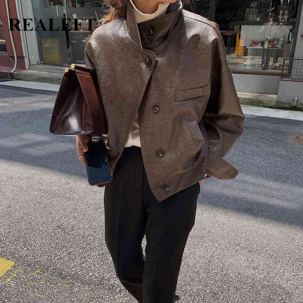 autumn winter pu faux leather women's jacket single breasted loose biker jackets coat female outwear 210428, Black
autumn winter pu faux leather women's jacket single breasted loose biker jackets coat female outwear 210428, Black