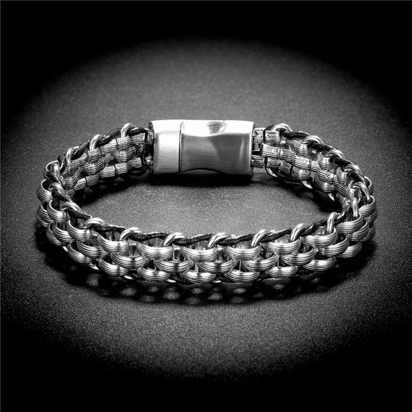 charm bracelets vintage punk style men's bracelet trend jewelry leather stainless steel wire braided chain for men male birthday gifts, Golden;silver
charm bracelets vintage punk style men's bracelet trend jewelry leather stainless steel wire braided chain for men male birthday gifts, Golden;silver