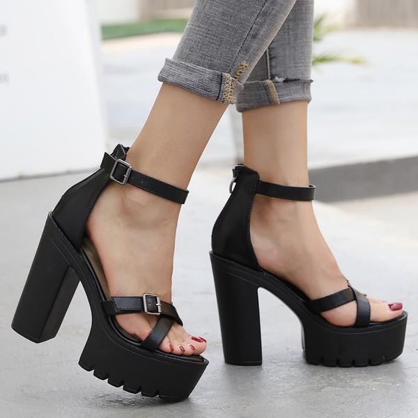 sandals fashion round head design buckle strap summer ladies wedding party high heels shoes thick bottom heel, Black
sandals fashion round head design buckle strap summer ladies wedding party high heels shoes thick bottom heel, Black
