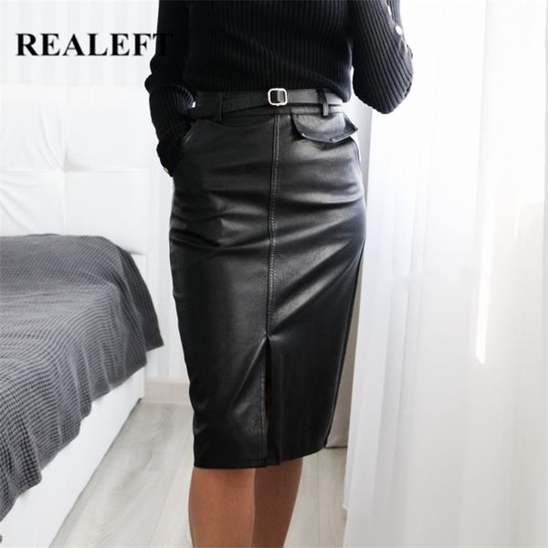 realeft black pu leather skirt autumn winter front split pencil midi skirts elegant high waist sheath wrap skirts with belt 210324
realeft black pu leather skirt autumn winter front split pencil midi skirts elegant high waist sheath wrap skirts with belt 210324