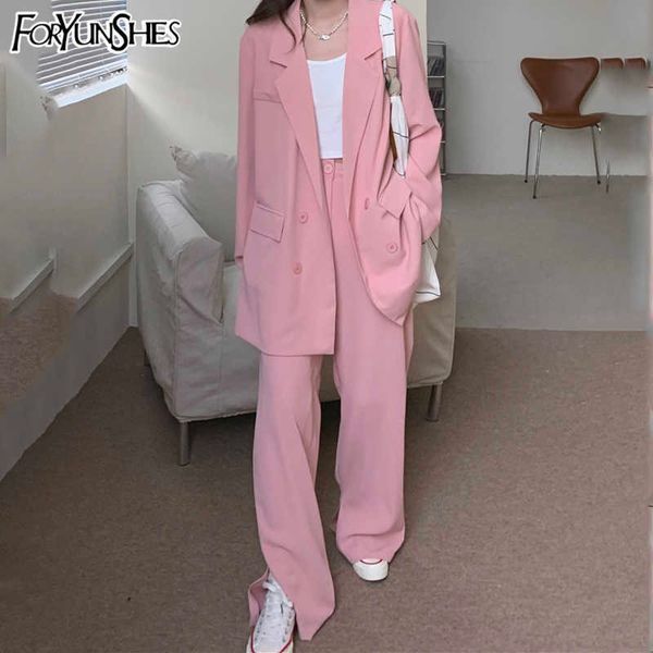 foryunshes two piece women outfits pink casual baggy blazer jacket + high waist bottom split suit pants summer fairy sets 210709, White
foryunshes two piece women outfits pink casual baggy blazer jacket + high waist bottom split suit pants summer fairy sets 210709, White