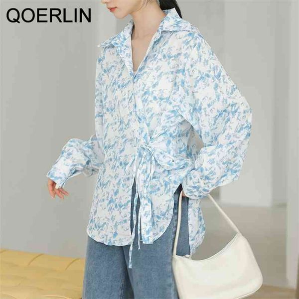 chic sashes blouse girl fashion blue printed shirt women lapel bandage long sleeve female summer retro loose shirts 210601, White
chic sashes blouse girl fashion blue printed shirt women lapel bandage long sleeve female summer retro loose shirts 210601, White