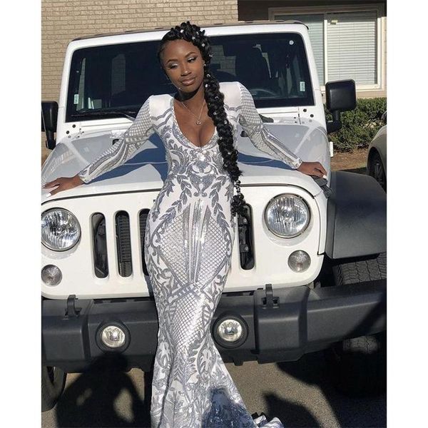 sliver long mermaid prom dresses sleeve v neck sweep strain sequined formal evening dress party gowns, White;black
sliver long mermaid prom dresses sleeve v neck sweep strain sequined formal evening dress party gowns, White;black