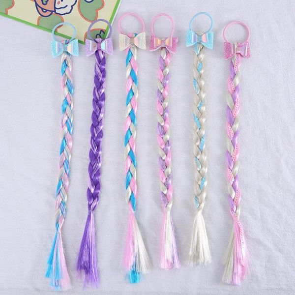 hair accessories 1 pcs candy colored braided wig bow princess headwear children girls baby headdress kids elastic bands, Slivery;white
hair accessories 1 pcs candy colored braided wig bow princess headwear children girls baby headdress kids elastic bands, Slivery;white