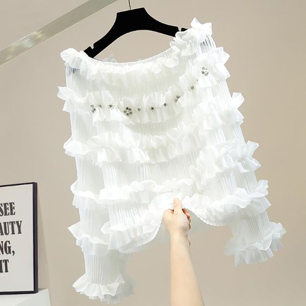 women's blouses & shirts fashion elegant diamonds ruffles white black chiffon women off shoulder straight long sleeve thin summer top
women's blouses & shirts fashion elegant diamonds ruffles white black chiffon women off shoulder straight long sleeve thin summer top