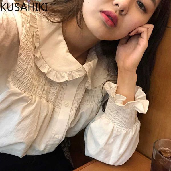 kusahiki spring korean pleated ruffle blouse shirt causal sweet peter pan collar blusas femme puff sleeve shirt 6f911 210602, White
kusahiki spring korean pleated ruffle blouse shirt causal sweet peter pan collar blusas femme puff sleeve shirt 6f911 210602, White