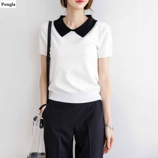 women's polos knitted pullovers women sweaters shirt short sleeve woman knit sr-t3245, White
women's polos knitted pullovers women sweaters shirt short sleeve woman knit sr-t3245, White