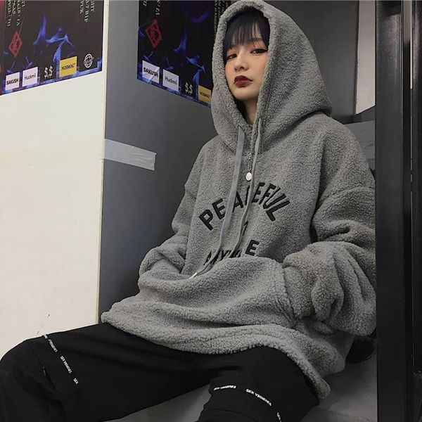 women's hoodies & sweatshirts women lamb wool harajuku y2k letter oversized hooded winter autumn streetwear long sleeve warm pullovers, Black
women's hoodies & sweatshirts women lamb wool harajuku y2k letter oversized hooded winter autumn streetwear long sleeve warm pullovers, Black
