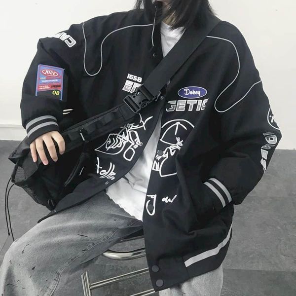 women's jackets 2021 spring and autumn national trend baseball uniform loose hip-hop jacket sports reflective couple men, Black;brown
women's jackets 2021 spring and autumn national trend baseball uniform loose hip-hop jacket sports reflective couple men, Black;brown
