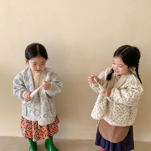 down coat girls korean style autumn winter fashion floral quilted jackets children soft long sleeve loose coats, Blue;gray
down coat girls korean style autumn winter fashion floral quilted jackets children soft long sleeve loose coats, Blue;gray