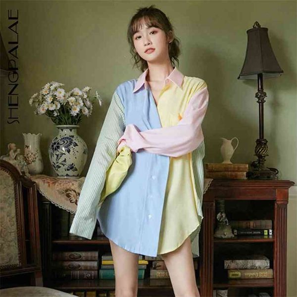 women's design sense of color contrast shirt autumn korean large size single breasted all-match blouse 5a547 210427, White
women's design sense of color contrast shirt autumn korean large size single breasted all-match blouse 5a547 210427, White
