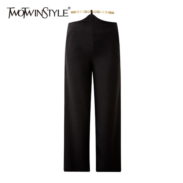 minimalist solid pant for women high waist patchwork chain full length straight pants female summer fashion stylish 210521, Black;white
minimalist solid pant for women high waist patchwork chain full length straight pants female summer fashion stylish 210521, Black;white