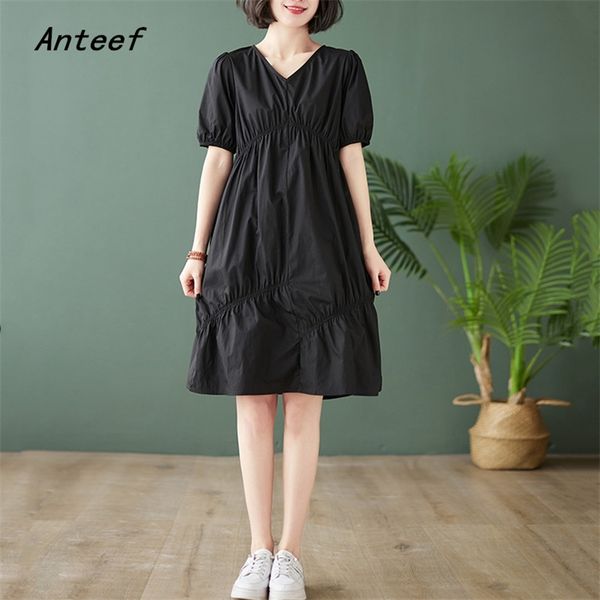 short sleeve plus size cotton vintage dresses for women causal loose midi woman summer dress elegant clothes sundress 210517, Black;gray
short sleeve plus size cotton vintage dresses for women causal loose midi woman summer dress elegant clothes sundress 210517, Black;gray