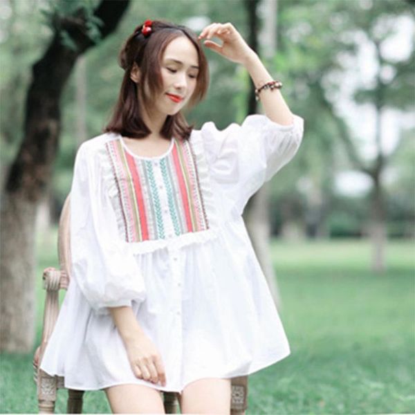women's blouses & shirts summer korea fashion folk style women shirt lantern sleeve loose white blouse cotton female embroidery ladies
women's blouses & shirts summer korea fashion folk style women shirt lantern sleeve loose white blouse cotton female embroidery ladies