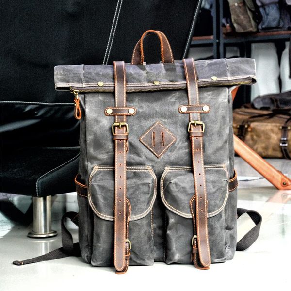 backpack vintage waxed canvas mountaineering outdoor multifunctional rucksack trekking roll backapcks
backpack vintage waxed canvas mountaineering outdoor multifunctional rucksack trekking roll backapcks