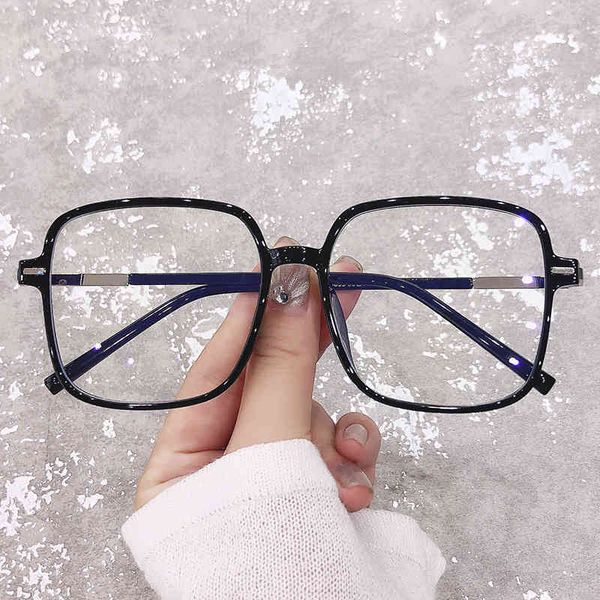 design blue light proof glasses female large square round flat plain face black net red with short-sighted men's eye frame, White;black
design blue light proof glasses female large square round flat plain face black net red with short-sighted men's eye frame, White;black