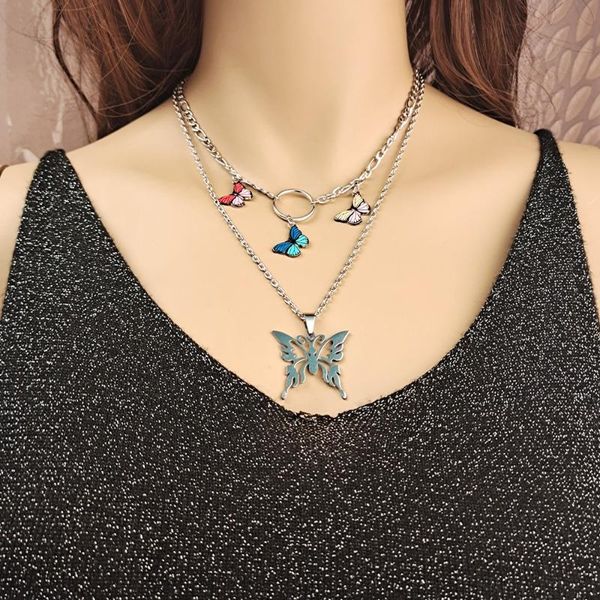 pendant necklaces europe america fashion double layer chain chokers jewelry punk geometric hollow butterfly necklace for women, Silver
pendant necklaces europe america fashion double layer chain chokers jewelry punk geometric hollow butterfly necklace for women, Silver