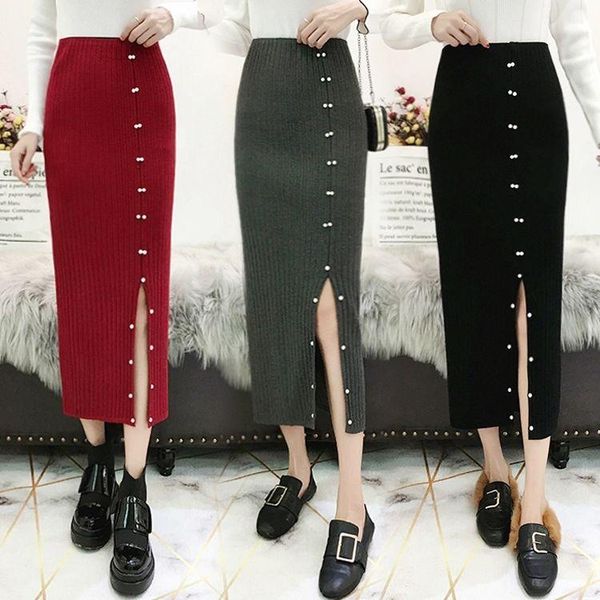 split autumn winter wool skirt beaded knitted women woman skirts mujer faldas saias mulher, Black
split autumn winter wool skirt beaded knitted women woman skirts mujer faldas saias mulher, Black