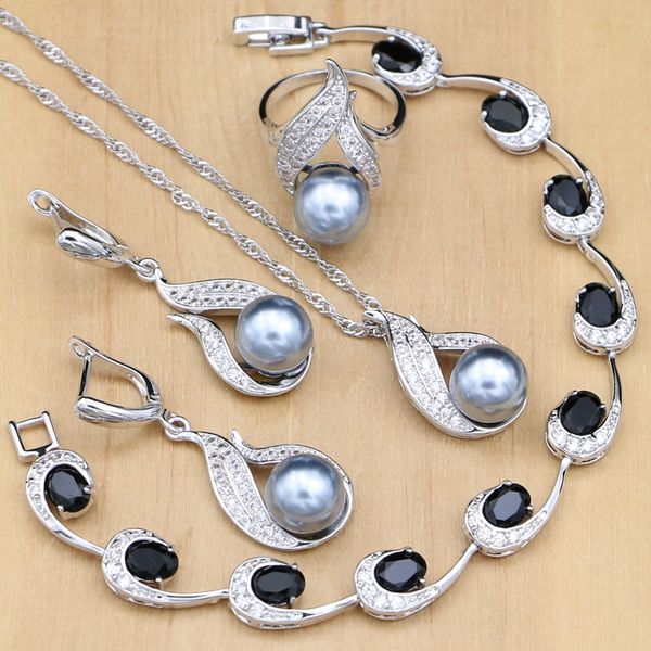 silver 925 bridal jewelry sets pearls beads for women wedding drop earrings necklace ring natural black zircon bracelet
silver 925 bridal jewelry sets pearls beads for women wedding drop earrings necklace ring natural black zircon bracelet