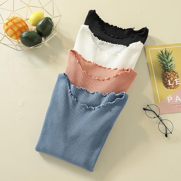 women's sweaters elegant and fashionable one-neck sweater slim solid color base shirt, White;black 
women's sweaters elegant and fashionable one-neck sweater slim solid color base shirt, White;black