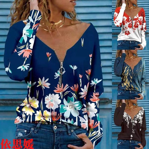women's t-shirt summer t shirt women 2021 europe printing v-neck zipper long sleeve female tee tshirts drop oln3408, White
women's t-shirt summer t shirt women 2021 europe printing v-neck zipper long sleeve female tee tshirts drop oln3408, White