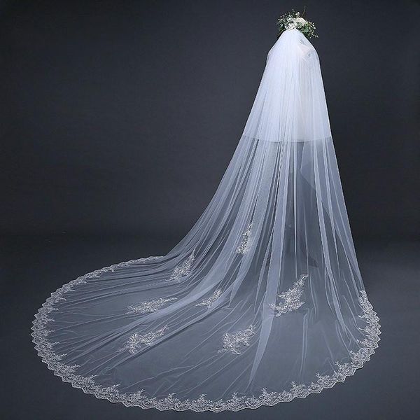 bridal veils real pos two layer 3 meters long lace wedding veil with comb voile de mariee veu noiva accessories, Black
bridal veils real pos two layer 3 meters long lace wedding veil with comb voile de mariee veu noiva accessories, Black