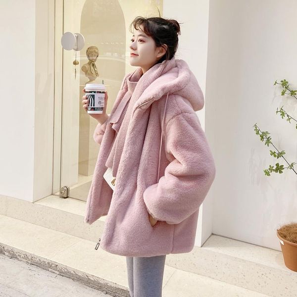 women's fur & faux 2021 winter coat women imitation plush short fashion thick warm hooded lamb wool female, Black
women's fur & faux 2021 winter coat women imitation plush short fashion thick warm hooded lamb wool female, Black