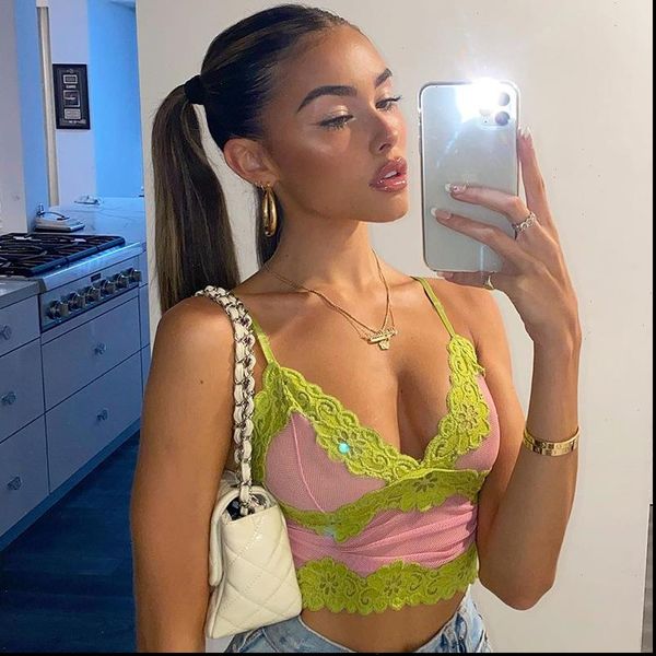 women tank summer lace mesh cami v neck patchwork y2k crop tees ladies sleeveless spaghetti strap party, White
women tank summer lace mesh cami v neck patchwork y2k crop tees ladies sleeveless spaghetti strap party, White