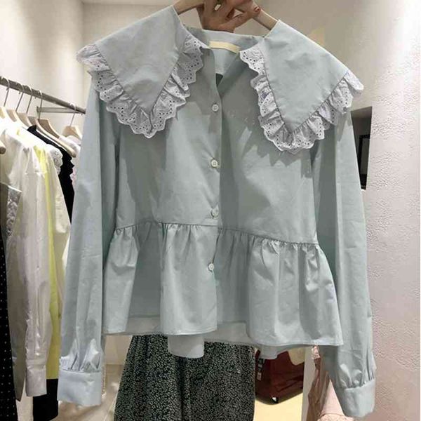 sweet peter pan collar women shirts blouses korean fashion lace edge blusas de mujer spring long sleeve femme 210514, White
sweet peter pan collar women shirts blouses korean fashion lace edge blusas de mujer spring long sleeve femme 210514, White