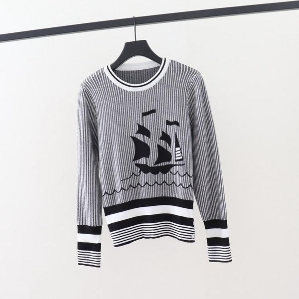 women's hoodies & sweatshirts 2021 autumn classic british sailboat jacquard pattern round neck long sleeve sweater pullover, Black
women's hoodies & sweatshirts 2021 autumn classic british sailboat jacquard pattern round neck long sleeve sweater pullover, Black