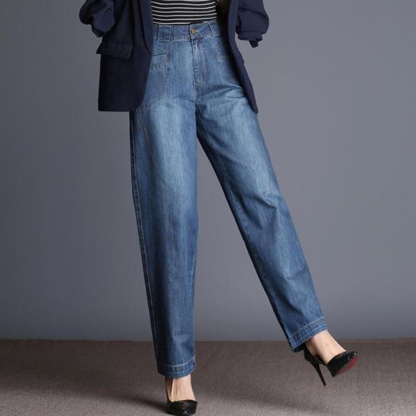 women's jeans plus size 26-40 harem women straight 2021 autumn vintage loose high waist casual lantern pants, Blue 
women's jeans plus size 26-40 harem women straight 2021 autumn vintage loose high waist casual lantern pants, Blue