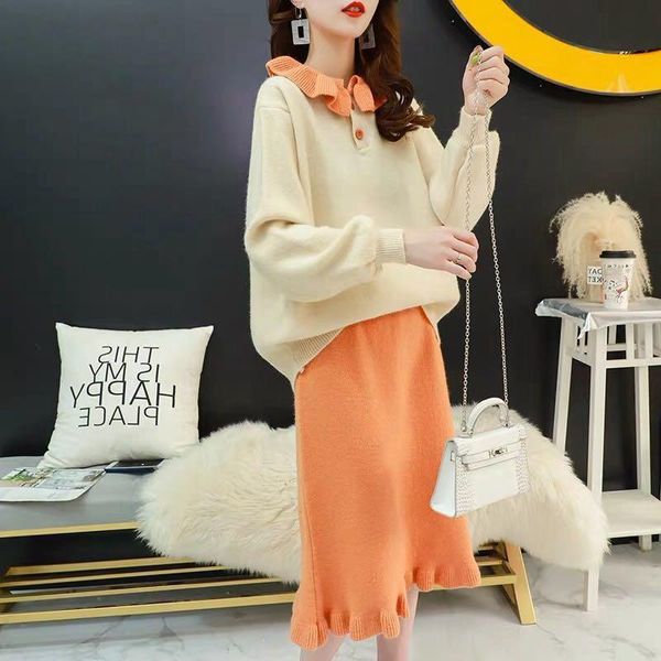 two piece dress fashion value suit lotus leaf skirt 2021 fall/winter sweater women's insert korean version, White
two piece dress fashion value suit lotus leaf skirt 2021 fall/winter sweater women's insert korean version, White