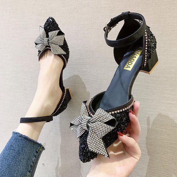 dress shoes fashion the summer high heels women butterfly-knot pointed toe party buckle strap med (3cm-5cm) sequined cloth square heel, Black
dress shoes fashion the summer high heels women butterfly-knot pointed toe party buckle strap med (3cm-5cm) sequined cloth square heel, Black
