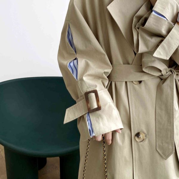 women's trench coats 2021 korean autumn female loose casual long rentals-up elegant coat, Tan;black
women's trench coats 2021 korean autumn female loose casual long rentals-up elegant coat, Tan;black