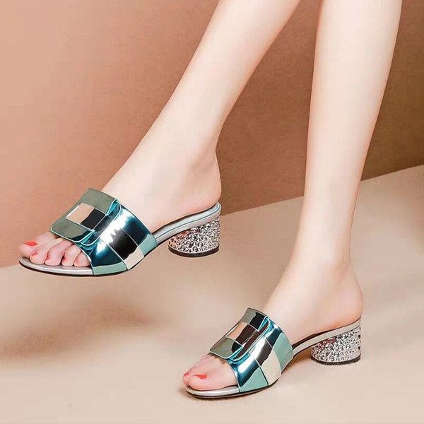 blue bright leather hoof heels rhinestone platform slippers fashion elegant non-slip female sandals fish mouth casual shoes, Black
blue bright leather hoof heels rhinestone platform slippers fashion elegant non-slip female sandals fish mouth casual shoes, Black