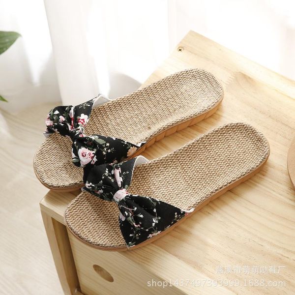 summer ladies indoor and outdoor home floor non-slip office sandals slippers cute bow linen w1013, Black
summer ladies indoor and outdoor home floor non-slip office sandals slippers cute bow linen w1013, Black