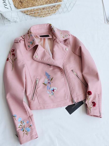 women's leather & faux biker women embroidered autumn bomber floral print pink black motorcycle jacket
women's leather & faux biker women embroidered autumn bomber floral print pink black motorcycle jacket